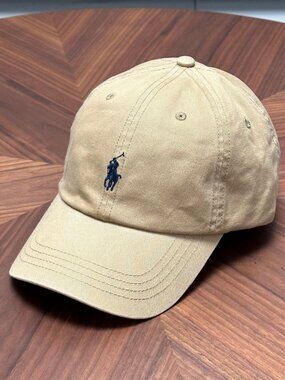Polo by Ralph Lauren Khaki Baseball Cap with Navy Polo Player
